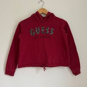 Y2K Guess Los Angeles Red Rhinestone Logo Hoodie Size 14 Girls